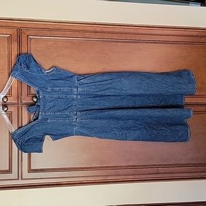 Molly Bracken Denim Fit & Flare Tied Back Jean Dress Size Large Read Modcloth